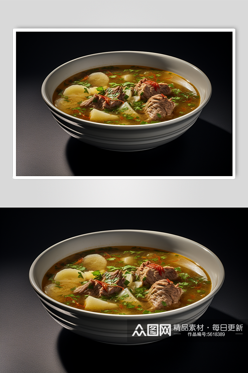 AI数字艺术养生羊肉汤美食摄影图素材