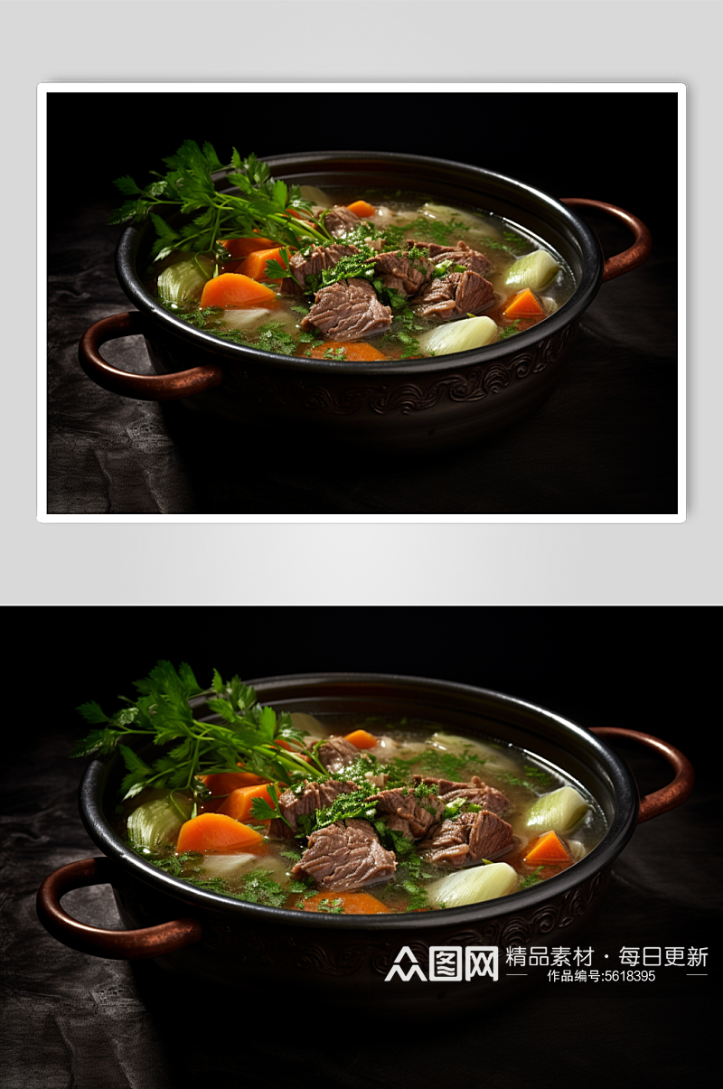 AI数字艺术养生羊肉汤美食摄影图素材