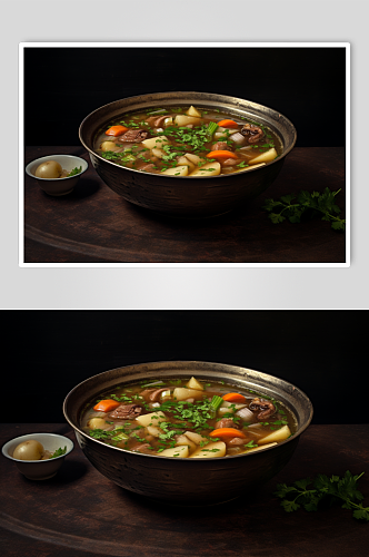 AI数字艺术养生羊肉汤美食摄影图