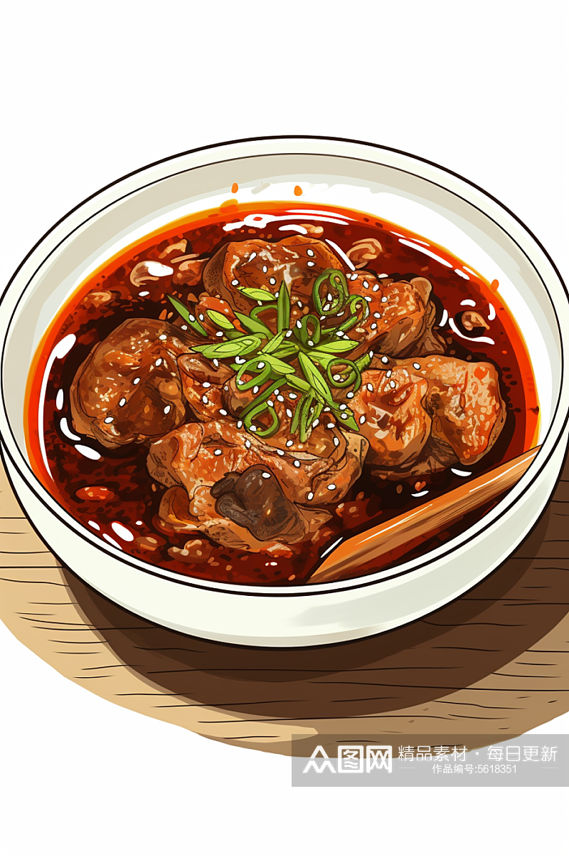 AI数字艺术养生羊肉汤美食插画素材