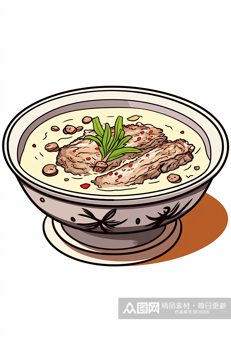 AI数字艺术养生羊肉汤美食插画素材