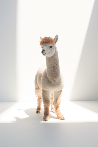 AI数字艺术可爱羊驼动物摄影图片
