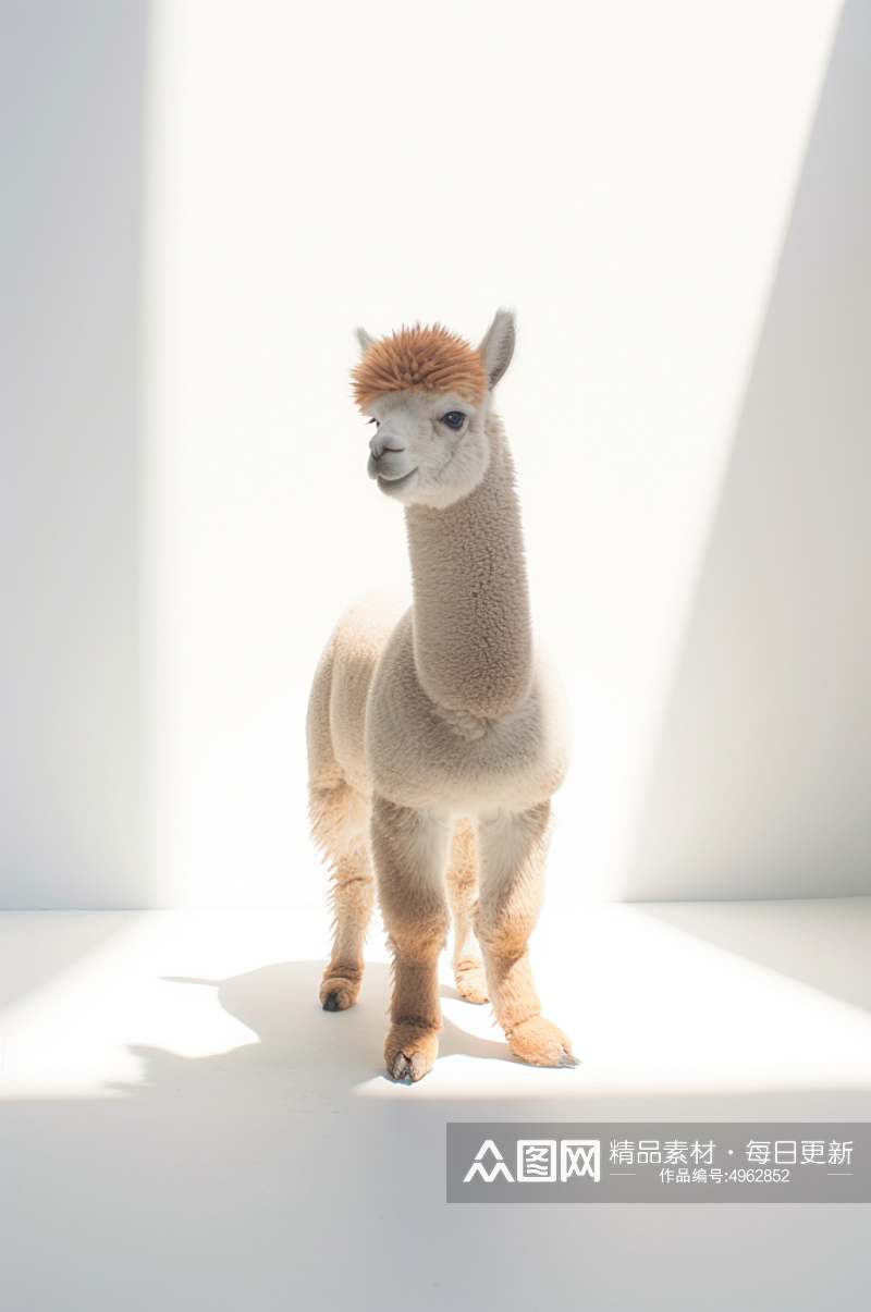 AI数字艺术可爱羊驼动物摄影图片素材