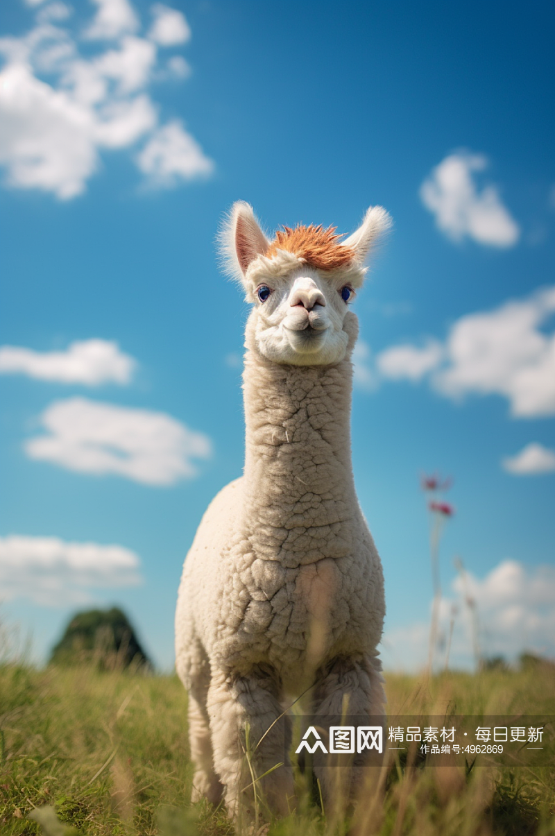 AI数字艺术呆萌羊驼动物摄影图片素材
