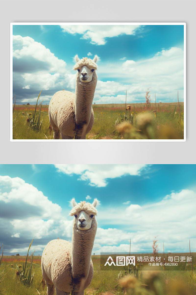 AI数字艺术高清羊驼动物摄影图片素材