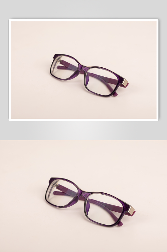 紫色边框眼镜预防近视眼镜配镜摄影图片-众图网