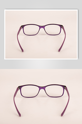 紫色边框眼镜预防近视眼镜配镜摄影图片