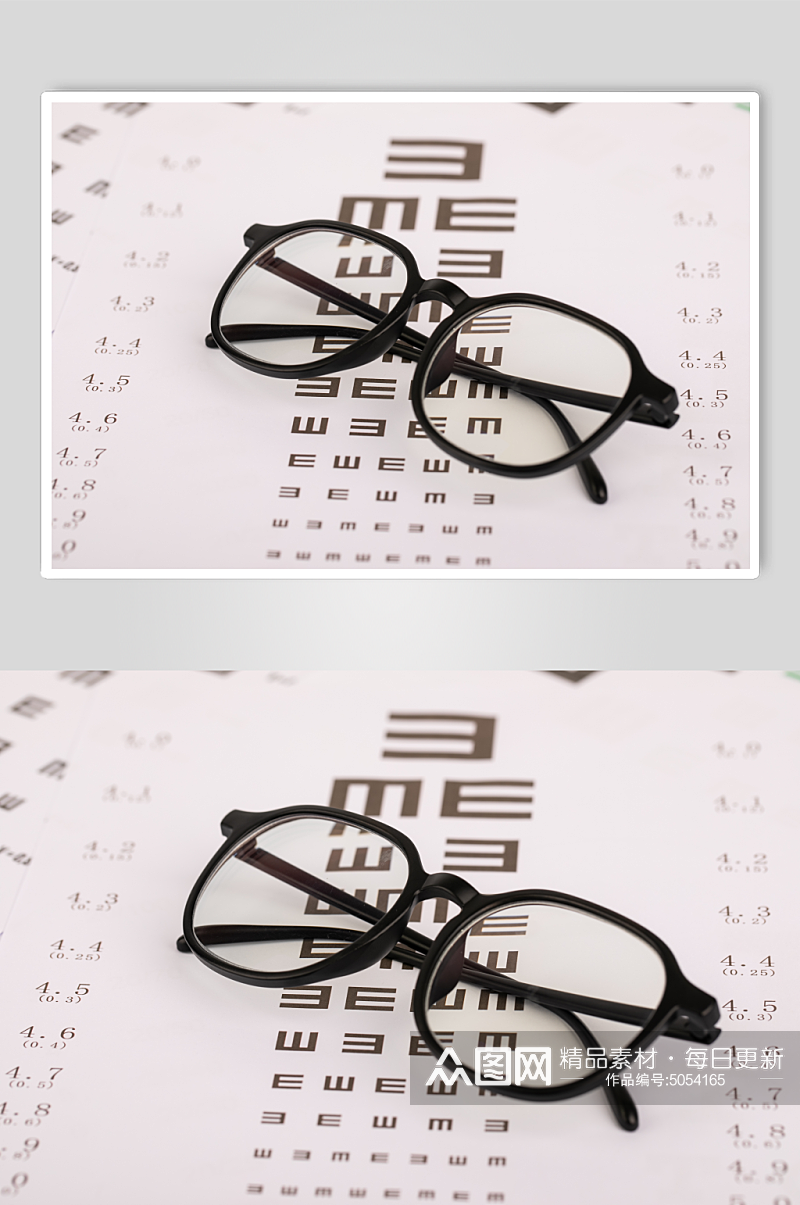 黑色边框眼镜预防近视眼镜配镜摄影图片素材