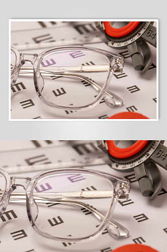 透明边框眼镜预防近视眼镜配镜摄影图片