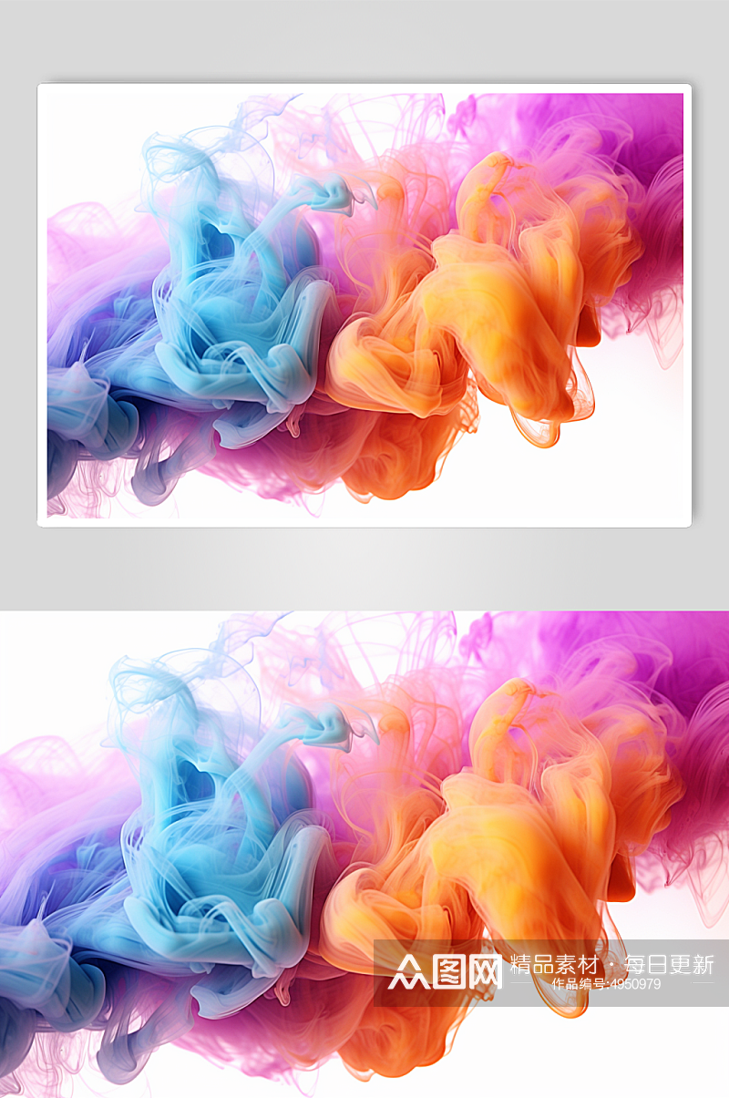 AI数字艺术创意渐变彩色烟雾背景图片素材