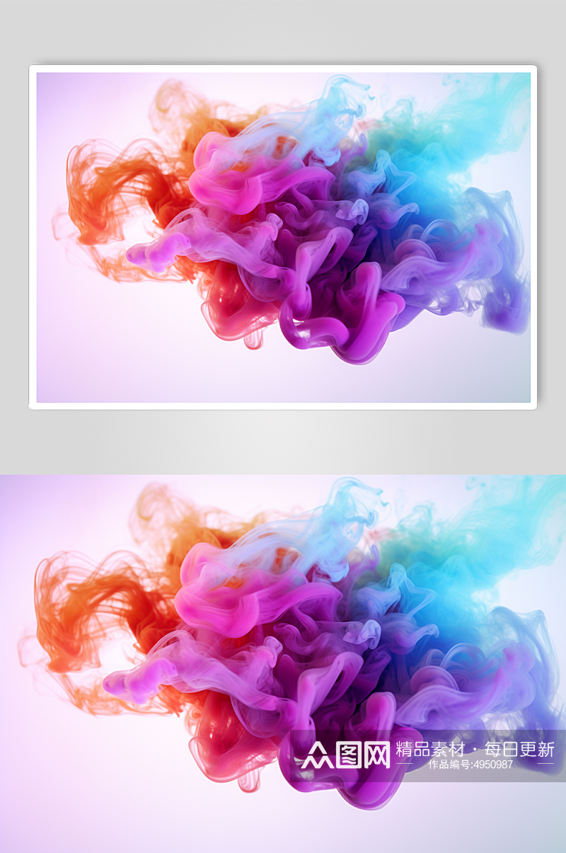 AI数字艺术创意渐变彩色烟雾背景图片素材