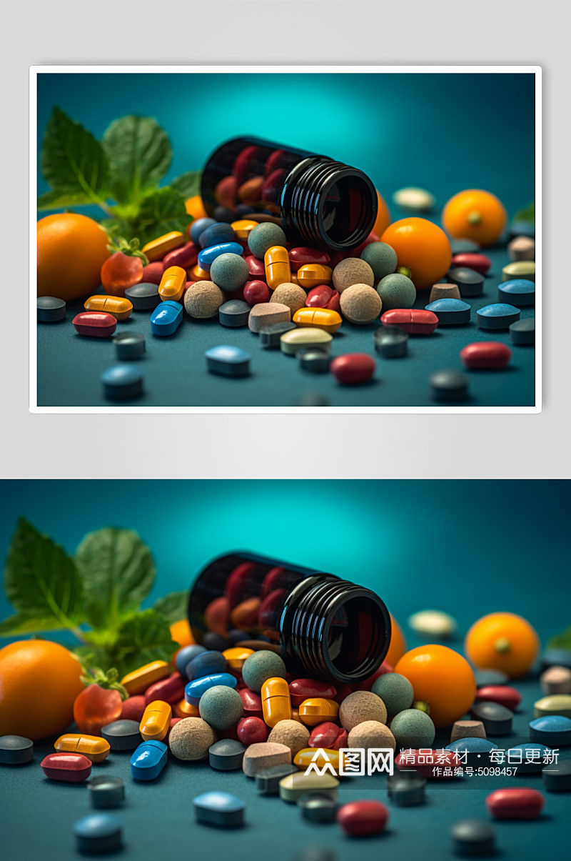 AI数字艺术药片药品摄影图片素材