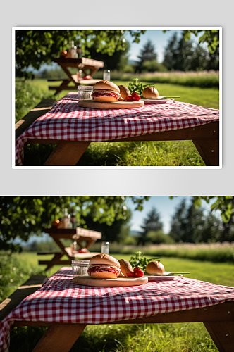 AI数字艺术高清汉堡户外野餐摄影图片