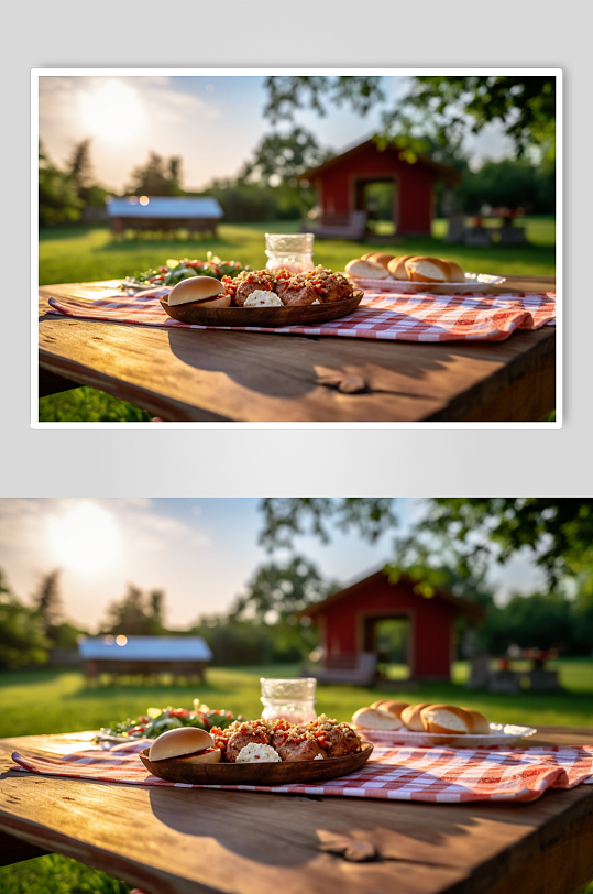 AI数字艺术高清面包户外野餐摄影图片