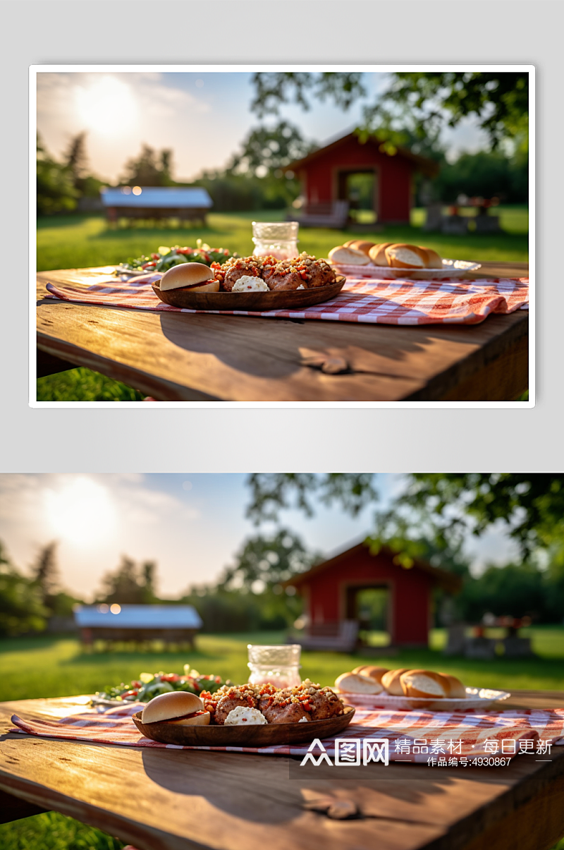 AI数字艺术高清面包户外野餐摄影图片素材