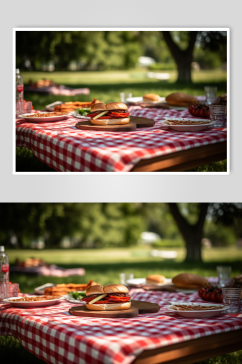 AI数字艺术高清汉堡户外野餐摄影图片