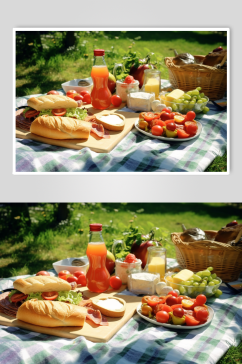 AI数字艺术清新水果户外野餐摄影图片