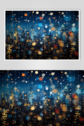 AI数字艺术城市夜景光斑摄影图片