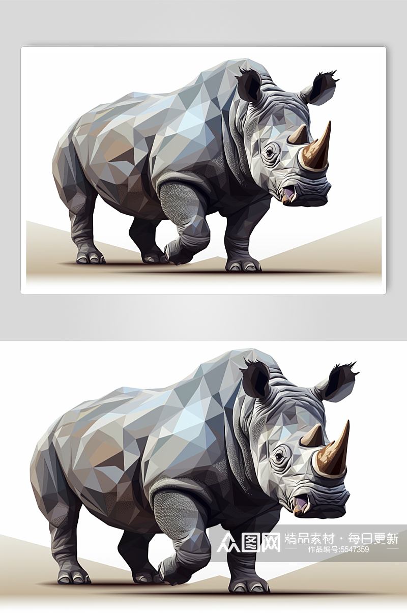 AI数字艺术野生动物犀牛创意插画素材