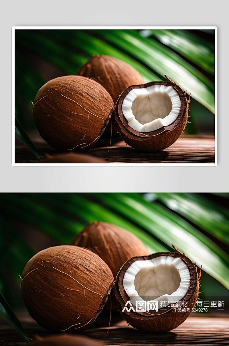 AI数字艺术新鲜的椰子广告杂志摄影图片素材