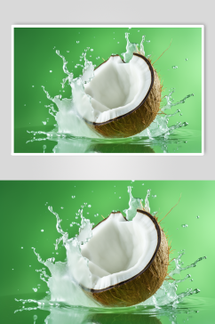 AI数字艺术椰子果汁酸奶液体飞溅模型
