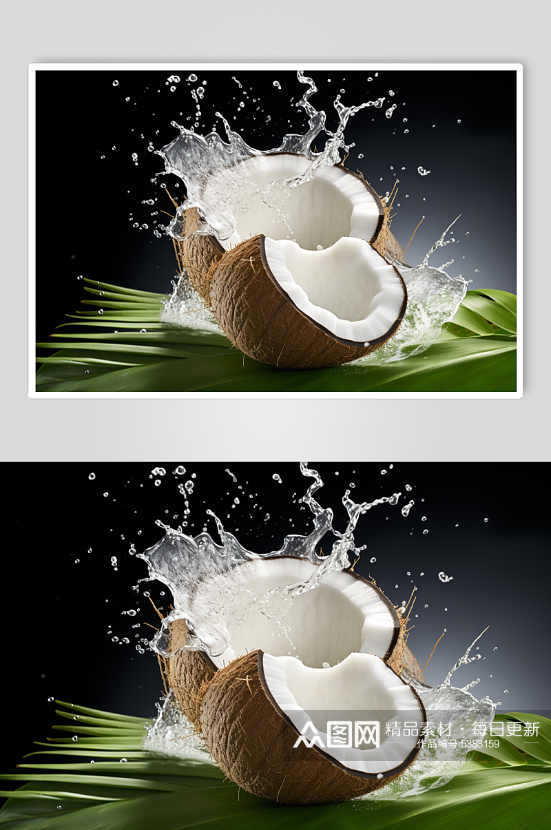 AI数字艺术椰子果汁酸奶液体飞溅模型素材