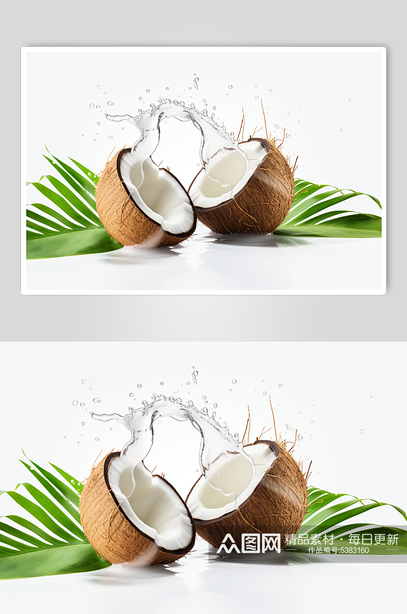 AI数字艺术椰子果汁酸奶液体飞溅模型素材