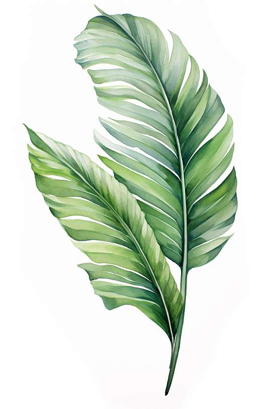 AI数字艺术小清新植物叶子插画