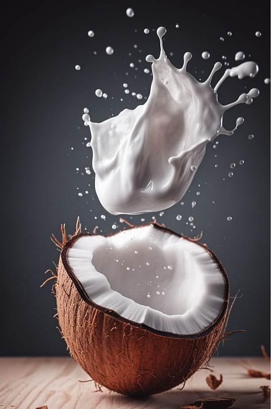 AI数字艺术原创椰汁牛奶液体飞溅模型元素