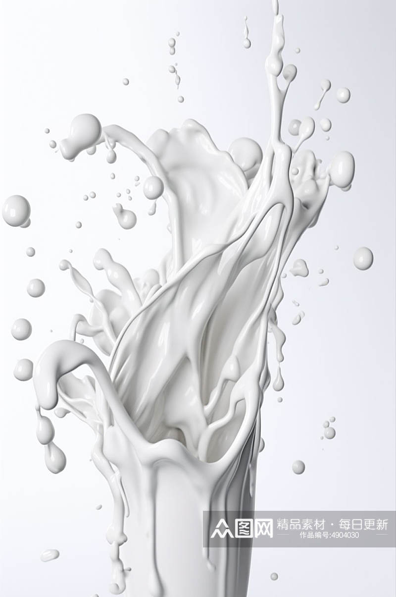 AI数字艺术原创椰汁牛奶液体飞溅模型元素素材
