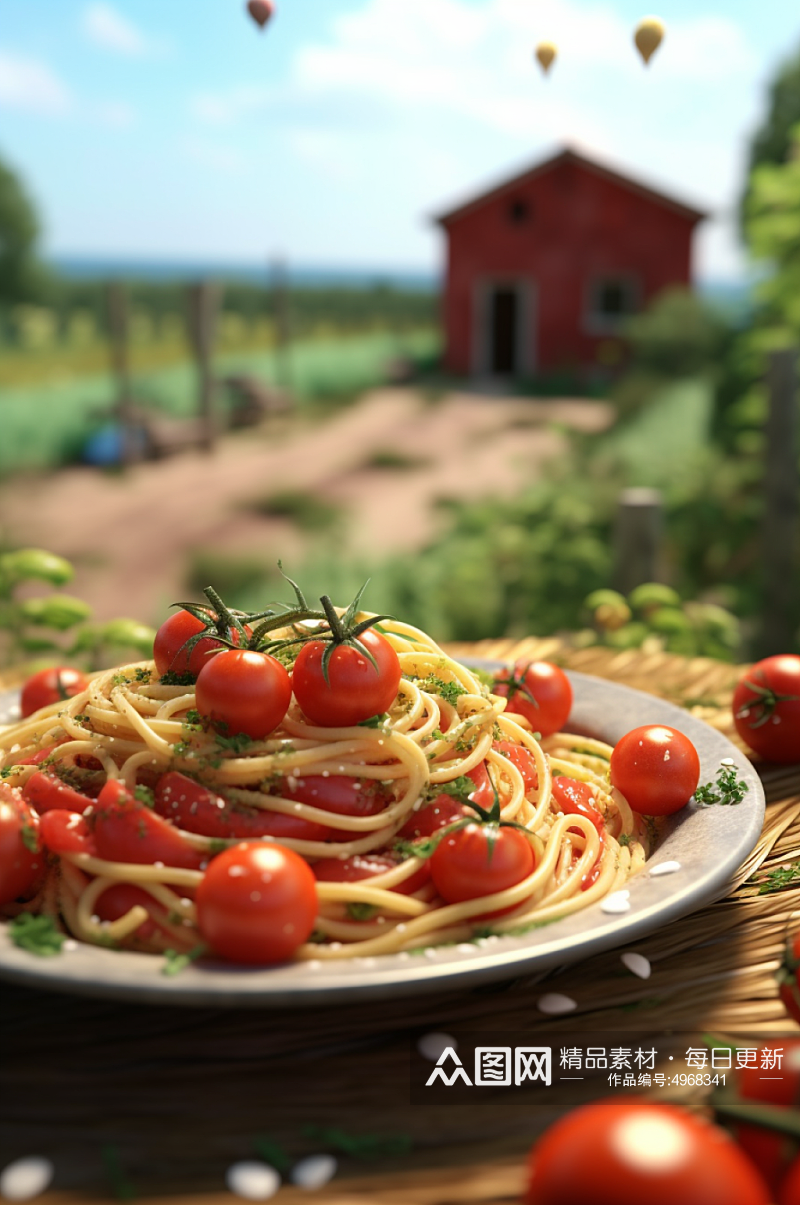 AI数字艺术美味意大利面食物美食摄影图片素材