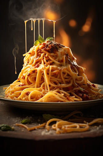AI数字艺术高清意大利面食物美食摄影图片
