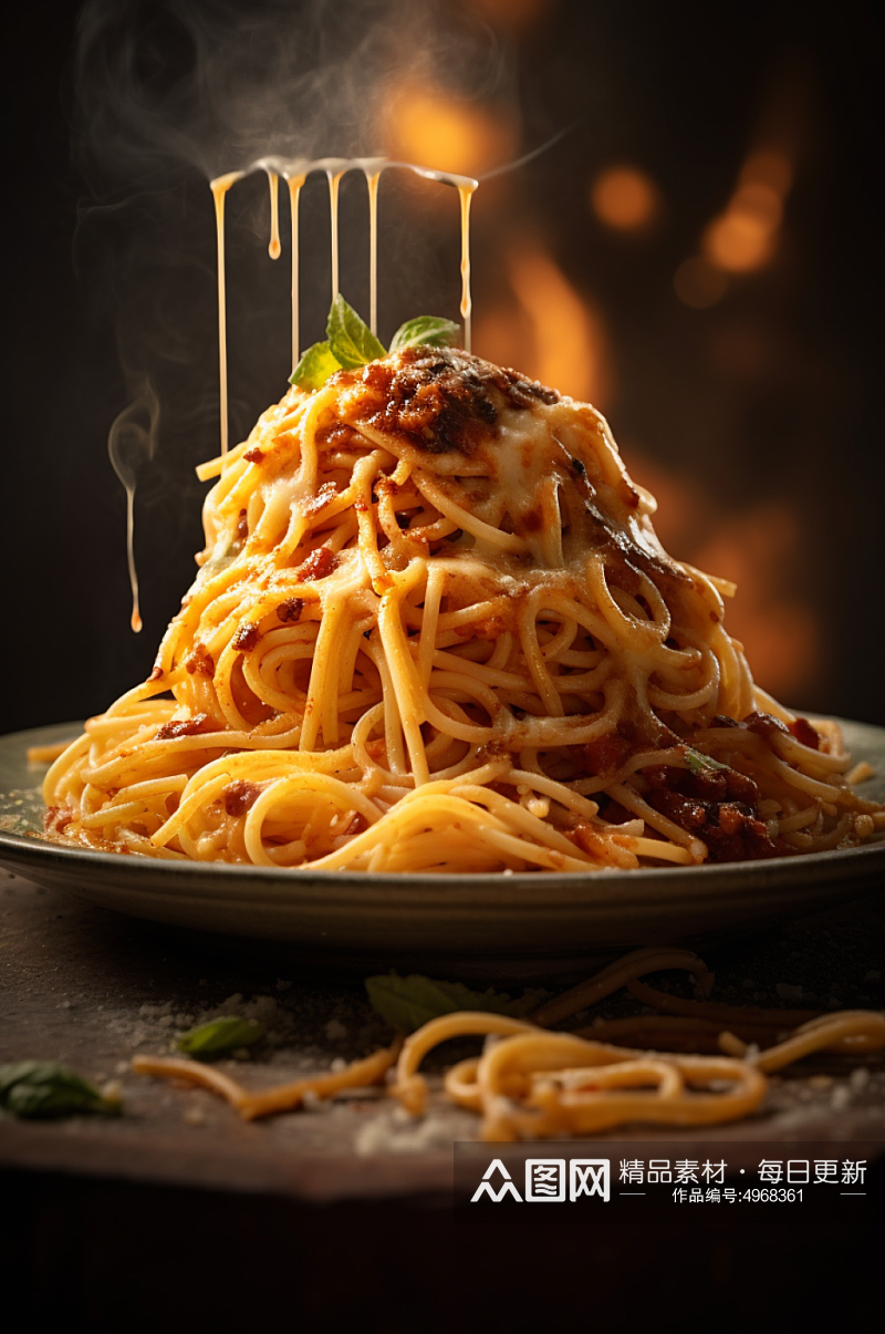 AI数字艺术高清意大利面食物美食摄影图片素材