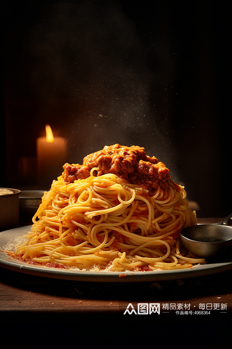 AI数字艺术高清意大利面食物美食摄影图片素材