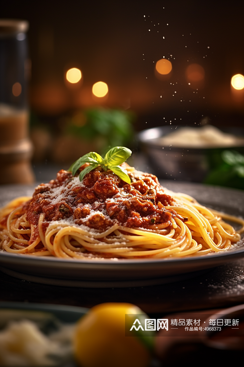 AI数字艺术简约意大利面食物美食摄影图片素材