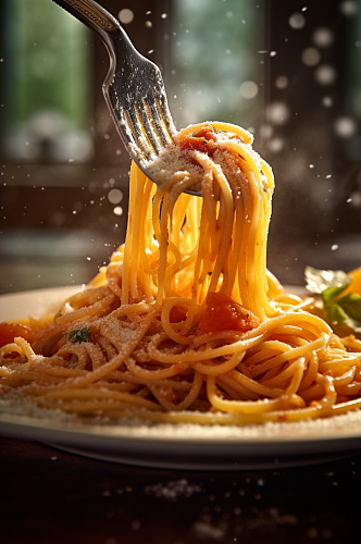 AI数字艺术简约意大利面食物美食摄影图片