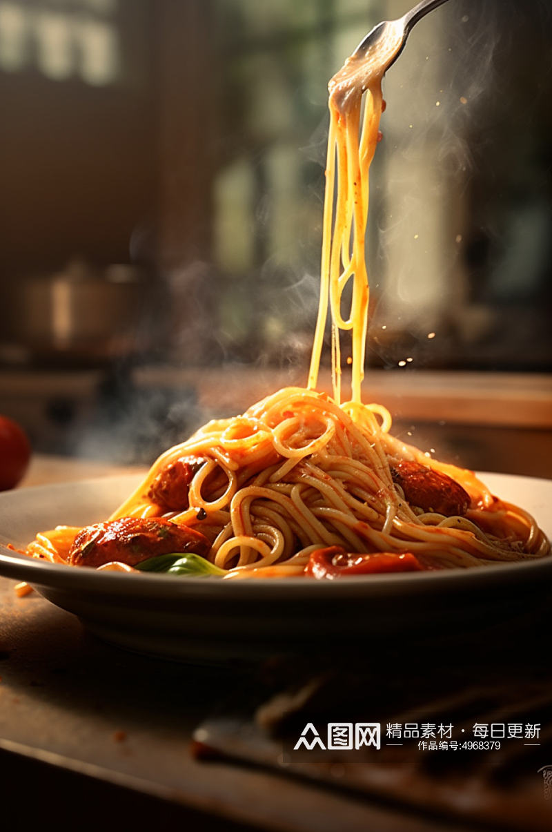 AI数字艺术简约意大利面食物美食摄影图片素材