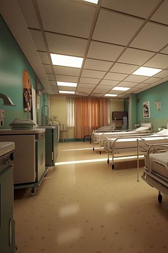 AI数字艺术高清多人病房医院场景摄影图片