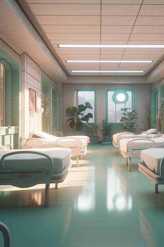 AI数字艺术高清多人病房医院场景摄影图片