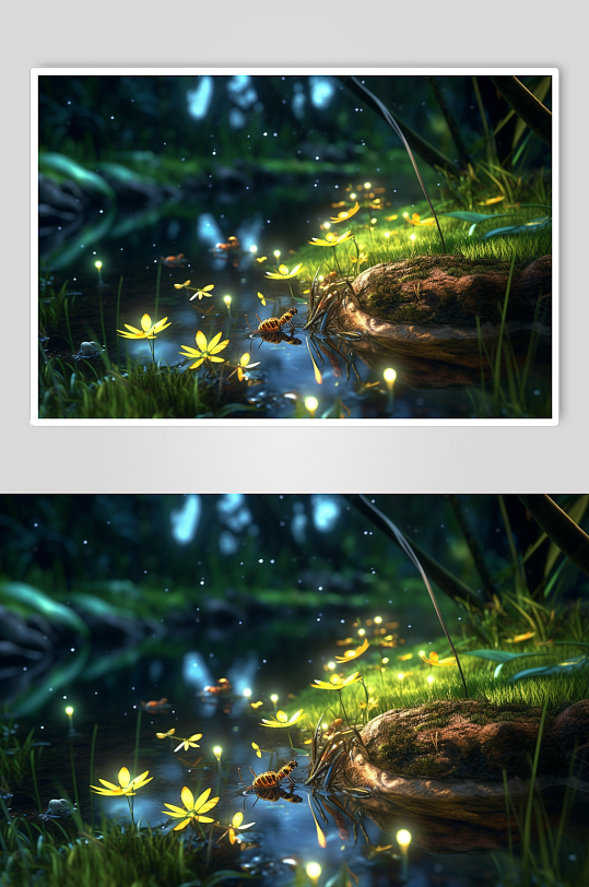 AI数字艺术高清夏季萤火虫摄影图片-众图网