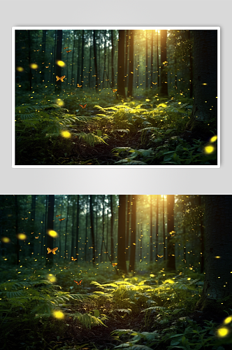 AI数字艺术创意夏季萤火虫摄影图片