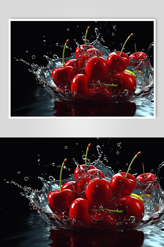 AI数字艺术高清简约樱桃车厘子水果图片-众图网