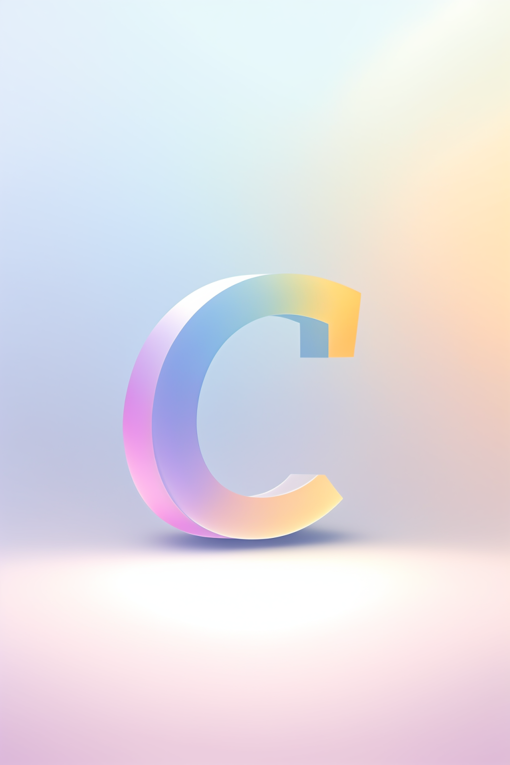 AI数字艺术C字渐变色磨砂玻璃英文字体素材