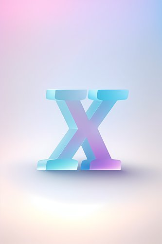 AI数字艺术X字渐变色磨砂玻璃英文字体