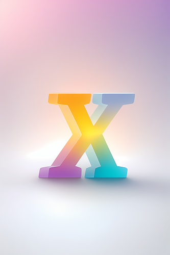 AI数字艺术X字渐变色磨砂玻璃英文字体
