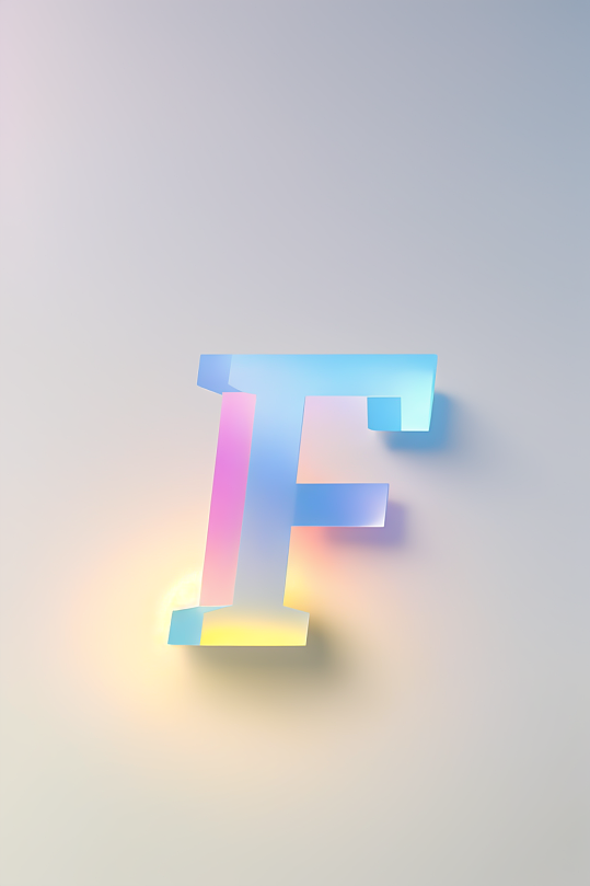 AI数字艺术F字渐变色磨砂玻璃英文字体