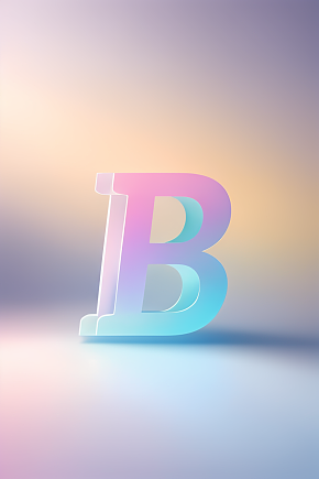 AI数字艺术B字渐变色磨砂玻璃英文字体素材下载-众图网