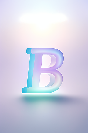 AI数字艺术B字渐变色磨砂玻璃英文字体素材下载-众图网