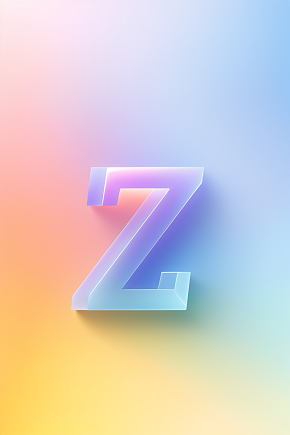 AI数字艺术Z字渐变色磨砂玻璃英文字体素材下载-众图网
