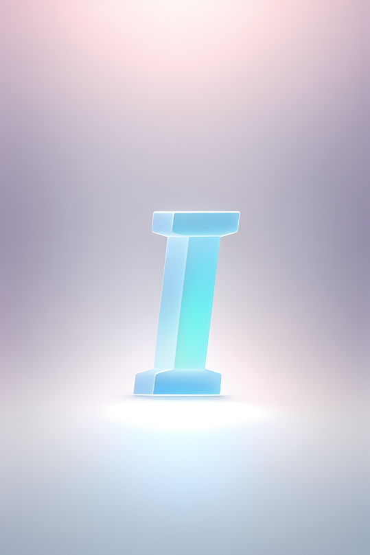 AI数字艺术I字渐变色磨砂玻璃英文字体